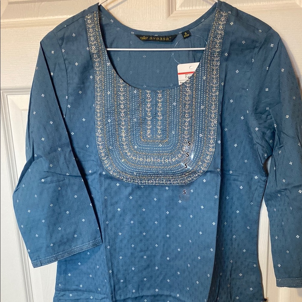 Blue Embellished Women's kurta
